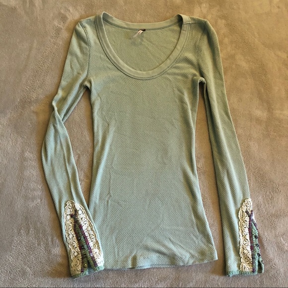 Free People XS Mint Meadow Fiesta Thermal - Picture 2 of 6